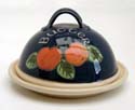 A57n  Apples Butter dish, inscribed Bandon Pottery